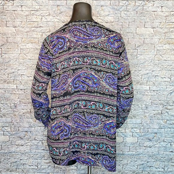 The Limited Long Sleeve Blouse Paisly Print Women's Size Medium V-Neck - Picture 4 of 6